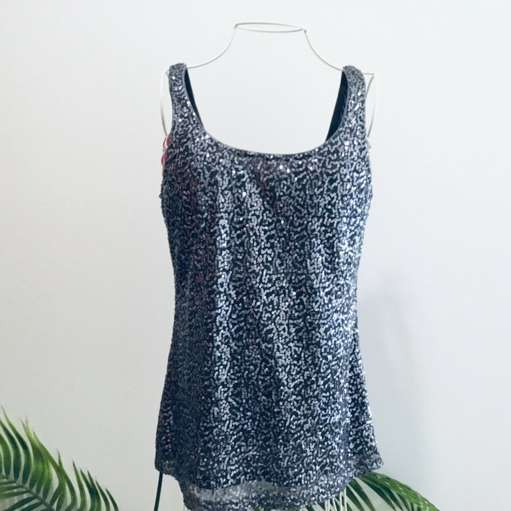 Imaginary Voyage Dark-grey Sequined Tank - Large